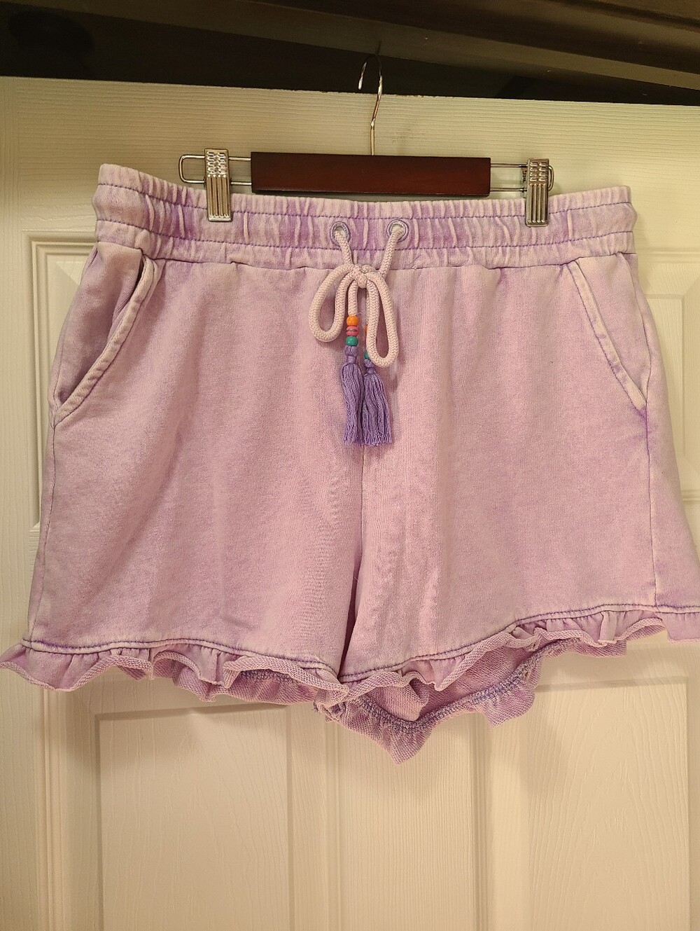 Venus ruffle shorts with beaded drawstrings